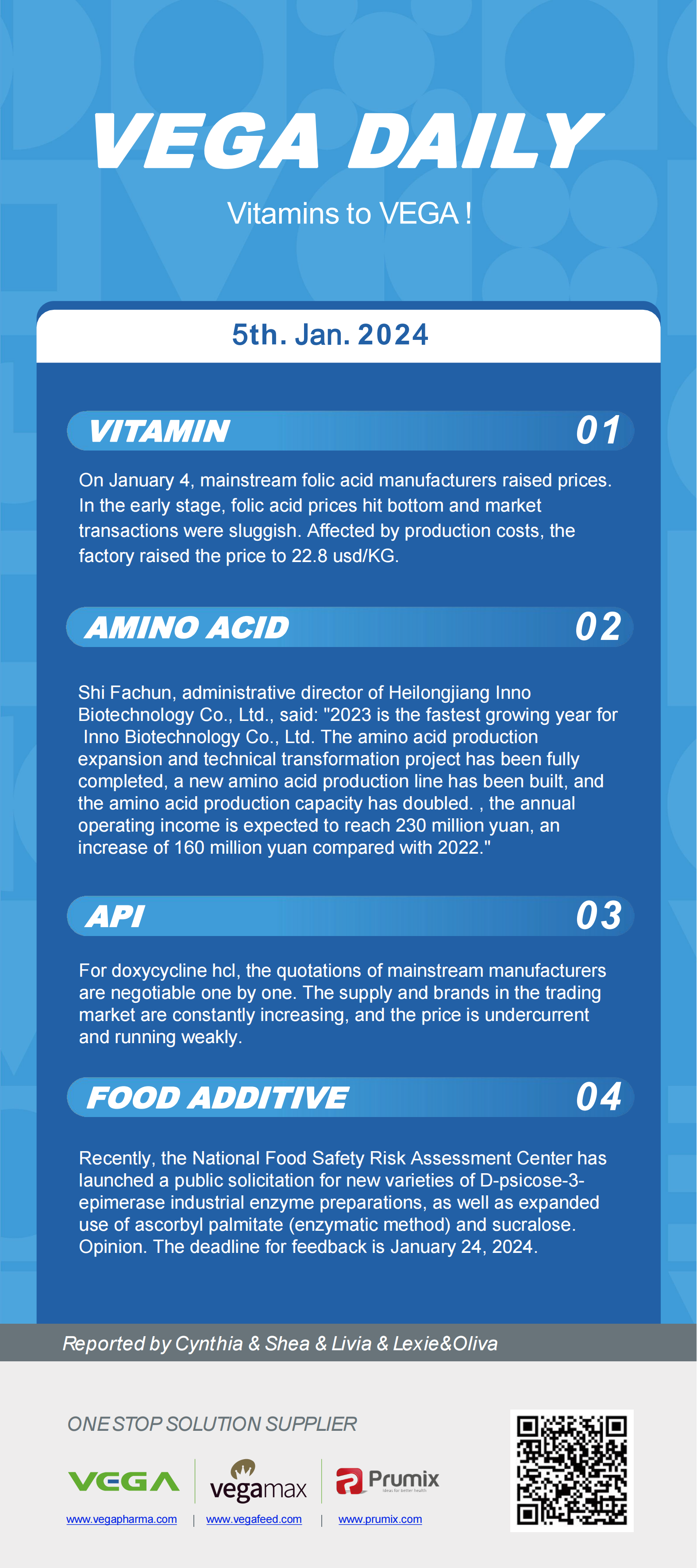 Vega Daily Dated on Jan 5th 2024 Vitamin Amino Acid APl Food Additives.png